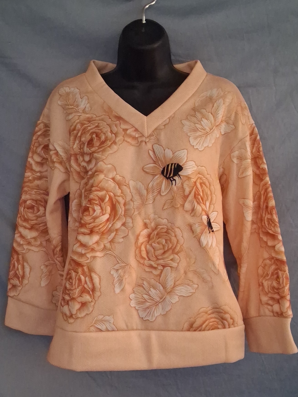 Bees & Orange Roses V-Neck Women's Top